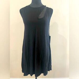 NWT Michael Lauren Small Black Soft Tank Dress with Cutout up Front